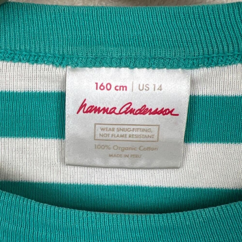 Hanna Anderson Striped 160CM Green Striped Pajama Top - Picture 4 of 7
